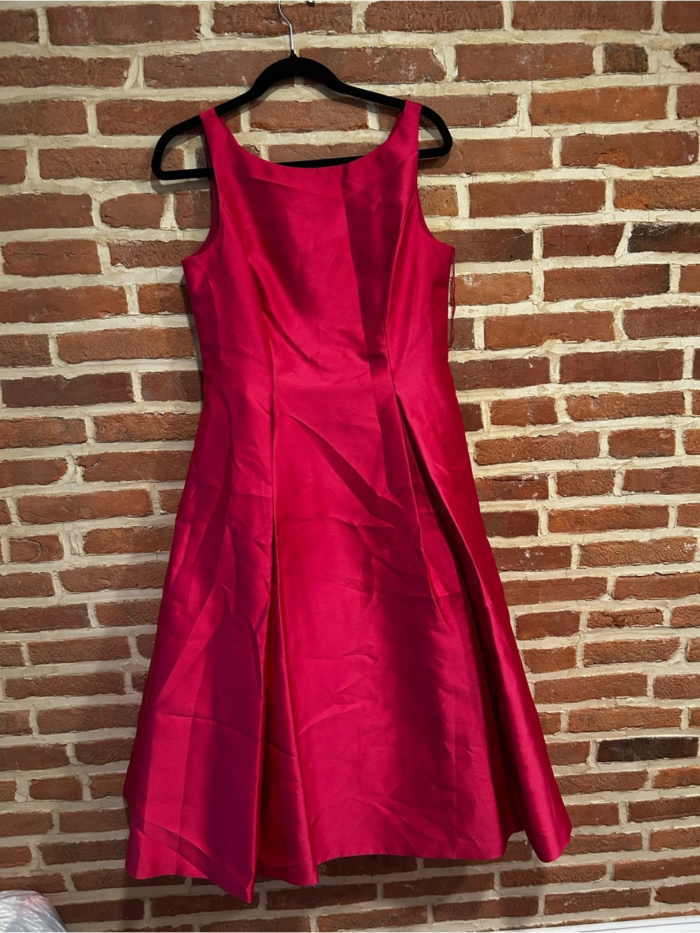 Adrianna Papell Vibrant Fuchsia Sleeveless Mikado Fit and Flare Midi Dress